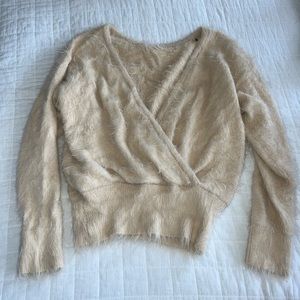 American Eagle fuzzy ivory sweater